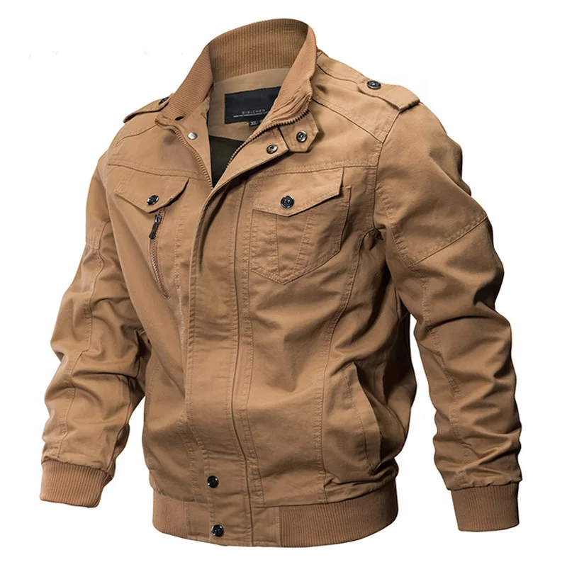 Мужская куртка-бомбер на весну и осень, Мужская Уличная Военная армейская тренировочная ветровка, тактические куртки, повседневные пальто - Цвет: Khaki