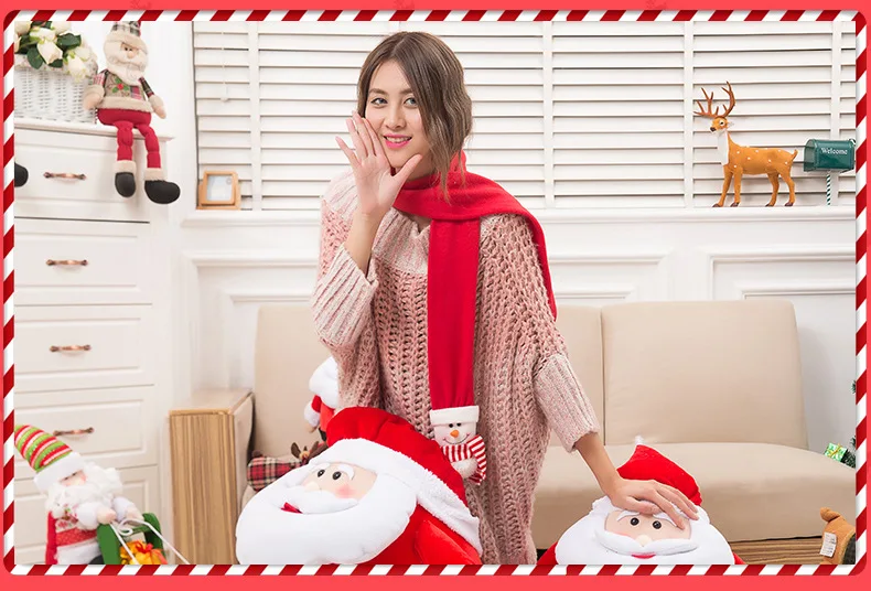 Модный новогодний зимний теплый шарф года, милый детский Рождественский шарф в форме снеговика и лося, рождественский подарок