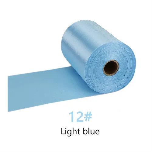 25Meters/Roll 8cm/10cm/15cm Silk Satin Ribbons DIY Wedding Chair Sashes Christmas Gift Wrapping Decoration Silk Ribbons Ruban 12-Light blue