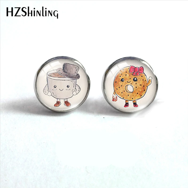 Новые красочные Милые Пончики круглые серьги сладкие серьги "пончики" послеобеденный чай и милая бижутерия со стеклянными кабошонами HZ4