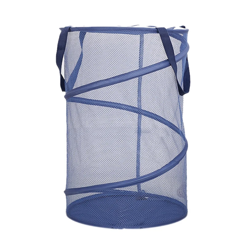 Foldable Pop Up Mesh Laundry Hampers with Zip Lid Space Saving Sorter