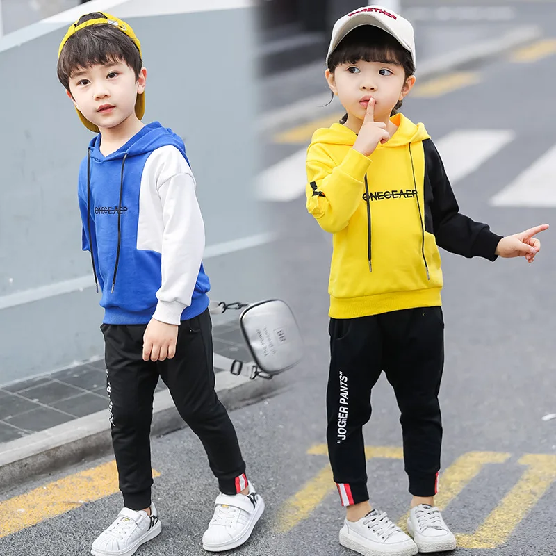 

CHILDREN'S Suit 2019 Spring And Autumn New Style Childrenswear Korean-style BOY'S Girls Lettered Mixed Colors Sports Two-Piece S