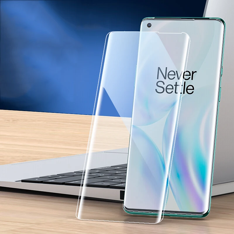 Закаленное стекло Exunton с полным покрытием УФ-клея для OnePlus 8 9 Pro 3D изогнутая