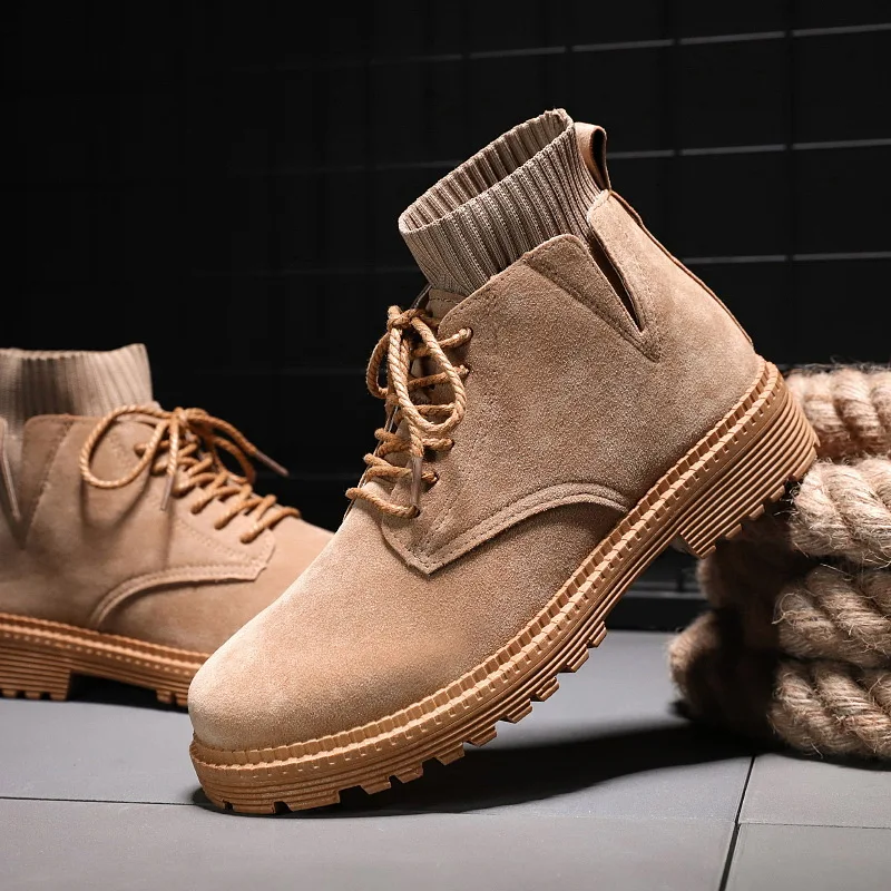 

Autumn & Winter Retro MEN'S SHOES Fashion Martin Boots Men's plus Velvet Versatile Worker Boot Trendy Shoes