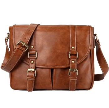

Large Handmade Premium PU Leather Satchel Briefcase Messenger Laptop Bag Adjustable Strap Large Size