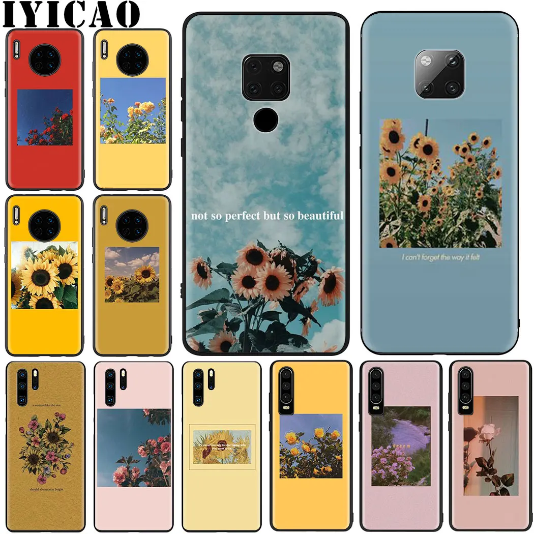 Yellow purple flowers Soft phone Case Cover for Huawei P8 P9 Lite Mini P10 P20 P30 Pro P Smart Z | Мобильные телефоны и