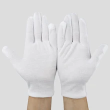 6 Pairs Pack Ultrathin Disposable Ceremonial White Cotton Gloves Labor Work Gloves Mechanism Ultrasound Gloves tanie i dobre opinie 100-140g ZYLAAAA Ultracienkie CZYSZCZENIE
