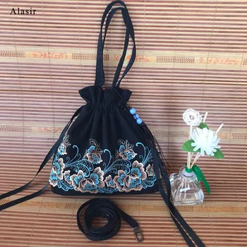 

Alasir New Female Bag Chinese Style Hanfu Bag Small Embroidery Flowers Lace Shoulder Bags Mini Women Retro Hand Bag String Bags
