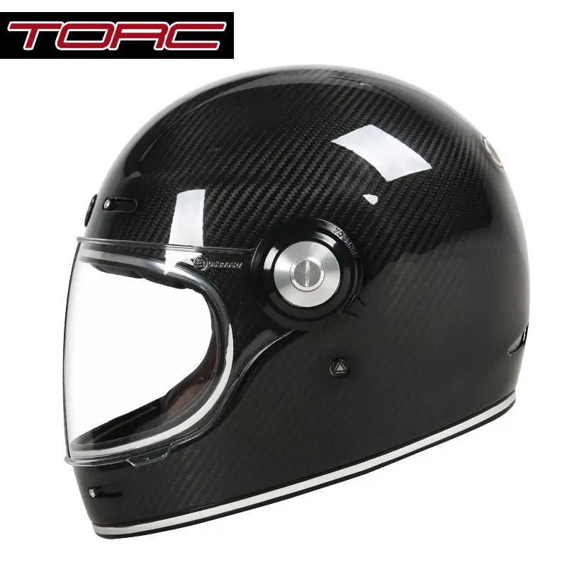 

America Torc Carbon Fiber Retro Helmet Men's Motorcycle Helmet Women's Fully Cover Type Safety Helmet Locomotive Cool Four Seaso
