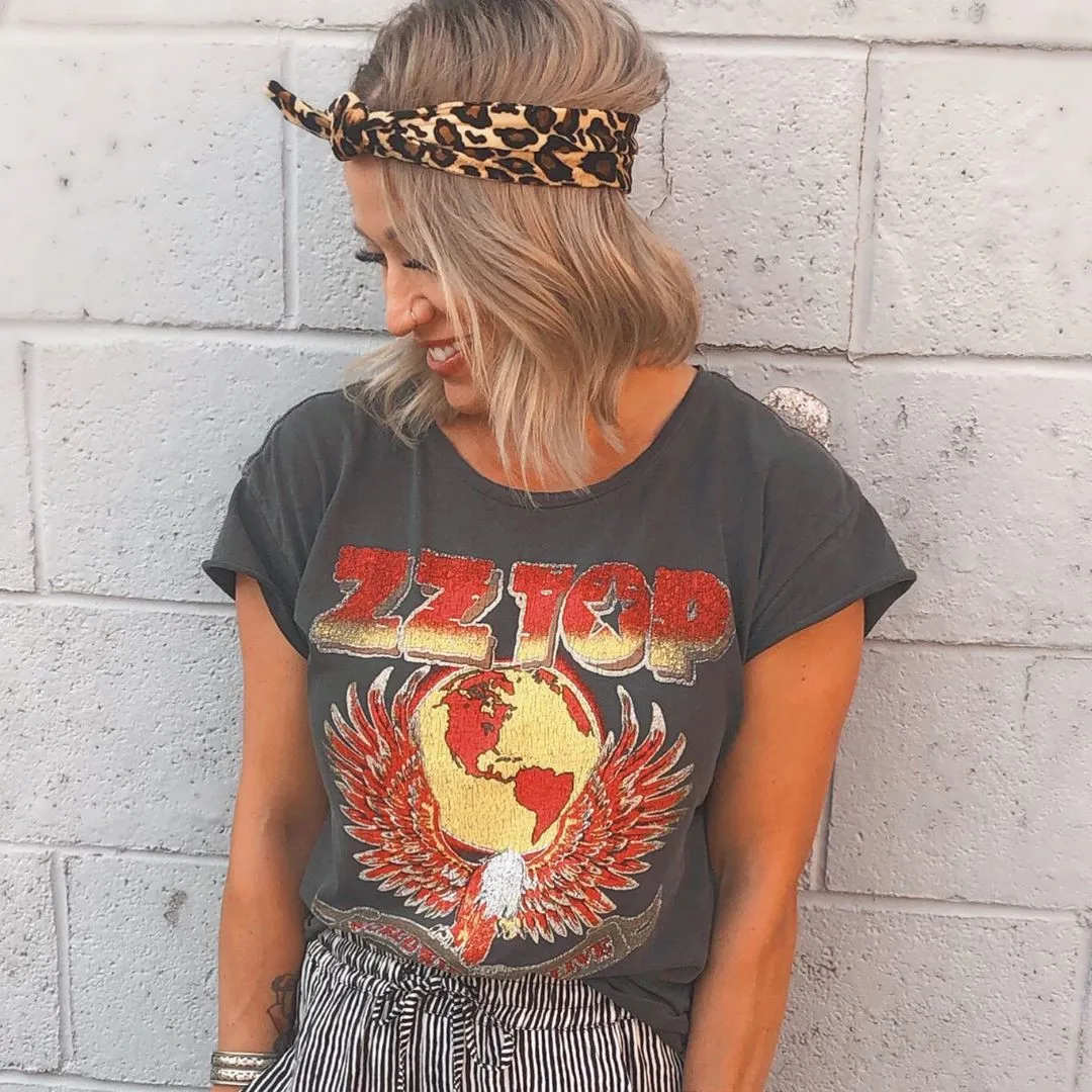 Богемный Вдохновленный ZZ Tee distressed band tee World Wide Tour graphic Повседневная футболка для женщин gypsy girl boho футболки новые camiseta