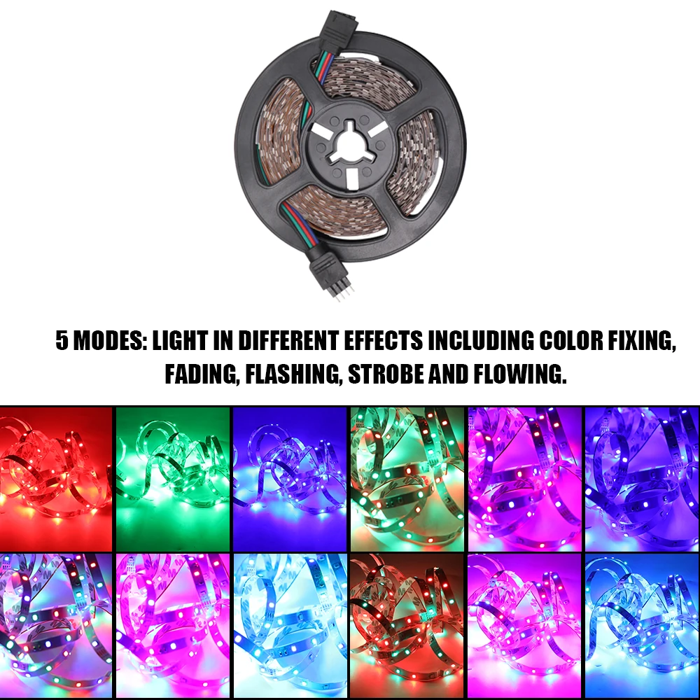 KKMOON 5 м DC12V авто 60 Светодиодный/м RGB Светодиодная лента гибкий свет Музыка ИК пульт дистанционного управления украшение дома светодиодный полосатые аксессуары - Испускаемый цвет: B