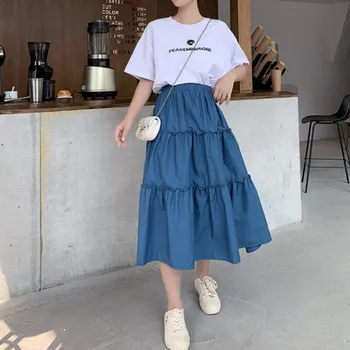 

Womens Skirt Vintage Clothes Long Skirts Black Harajuku Summer High Waist Streetwear 2020 Fashion flowy Casual Elastic Chiffon