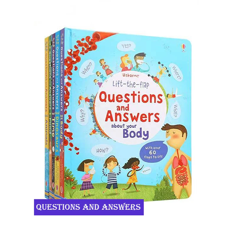 

5Books Usborne Peep Inside Questions And Answers Lift the Flap English Educational 3D Book Children Reading Book school supplies