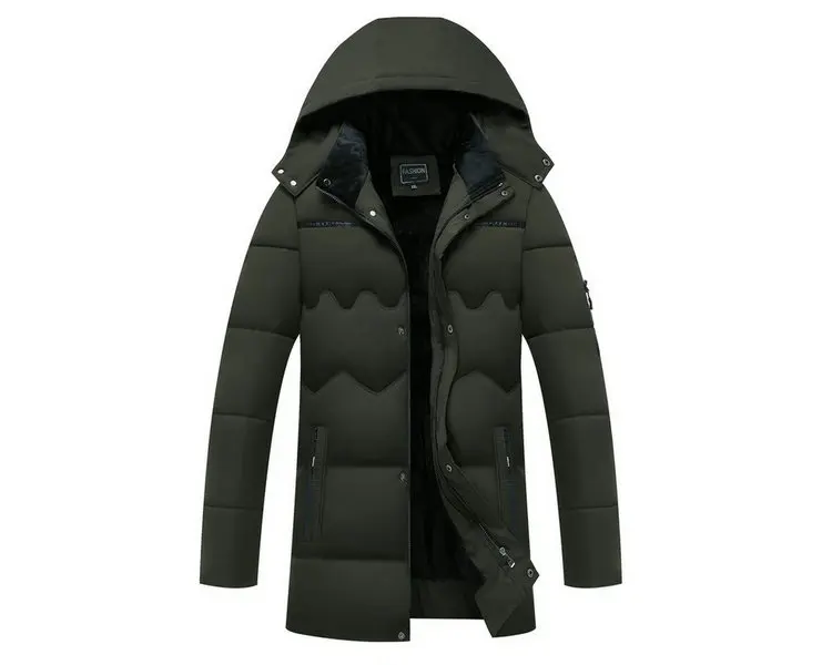 Зимняя куртка мужская Толстая теплая с капюшоном длинные зимние пальто ветрозащитная одежда уличная