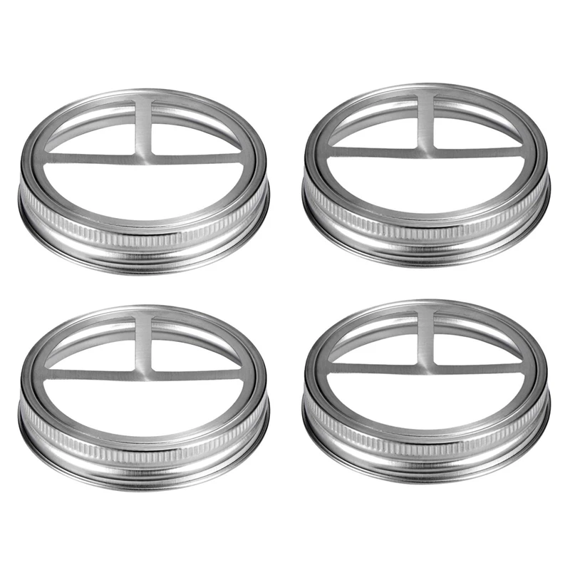 

4 Pcs Mason Jar Toothbrush Holder Lid - Rust-Proof Stainless Steel Farmhouse Bathroom Countertop Decor - for Wide Mouth Ball Mas