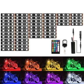 

Motorcycle RGB LED Strip Kit with 2 Remote Controls Ground Effect Lighting for Outdoor Personal Motorcycle Decoration
