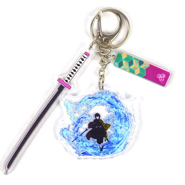 Anime Demon Slayer Kamado Tanjirou Kimetsu No Yaiba Pendant Keychains Acrylic Cartoon Key Chain Decoration Keyring Prop Gift 5