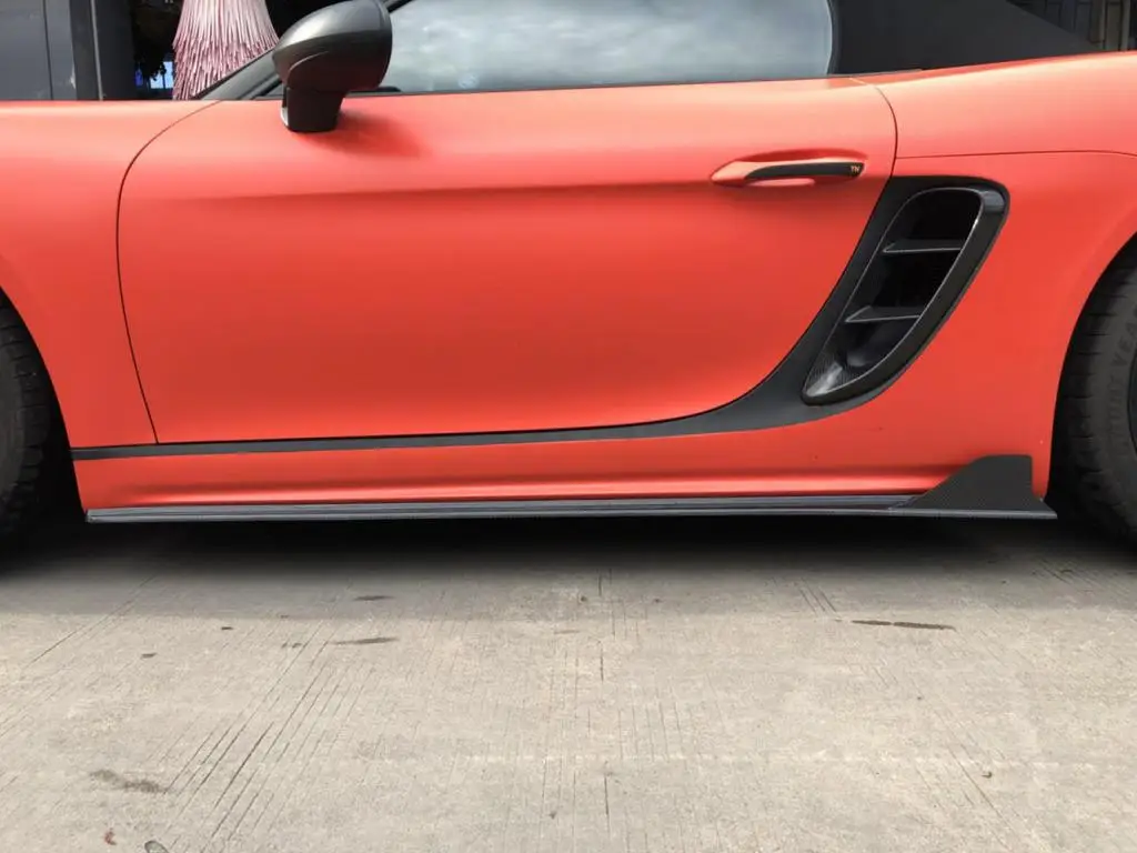 Автомобильные боковые юбки для Porsche 718 Boxster Cayman- автомобильный удлинитель для губ дверные ступени панели спойлер из углеродного волокна