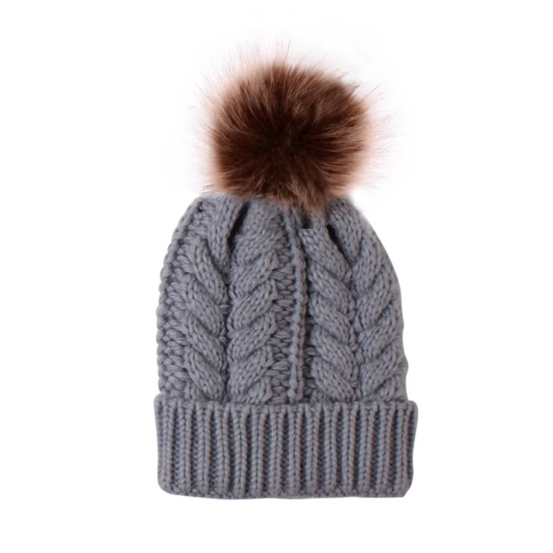 Kids Baby Hat Pompon Winter Scarf Children Hat Knitted Cute Cap For Girls Boys Casual Solid Color Girls Hat Baby Cap - Цвет: H