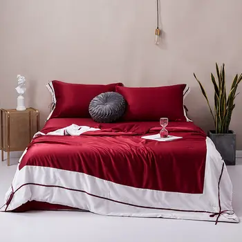 

Summer Solid Color Tencel Bedspread Double Quilts Duvets for Adults Bed Cover Sheet Pillowcase Thin Air-conditioned Comforter #/
