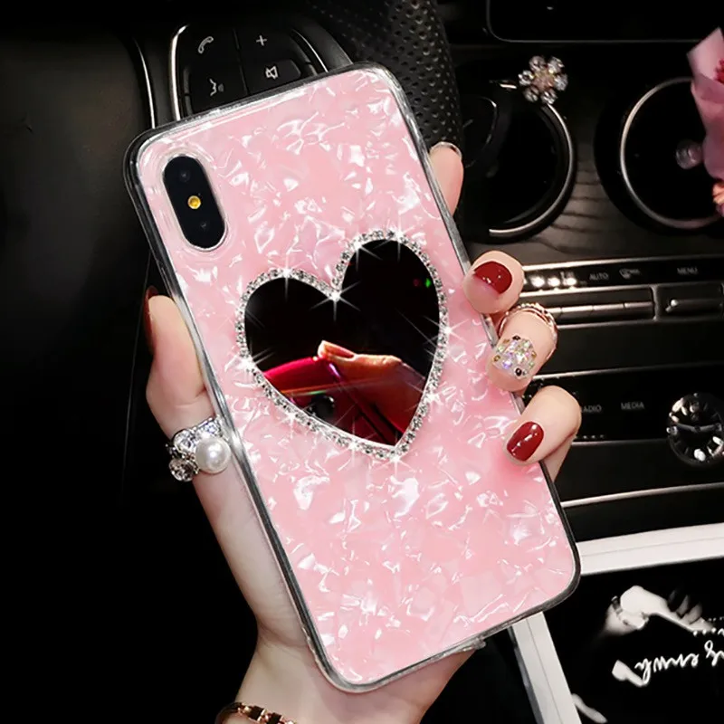 Luxury Bling Glitter Mirror Soft Cases For Huawei P40 Lite Pearl shell P30 Pro P20 P Smart 2019* Y5 Y6 Y7 Y9 Y9S Mate 10 lite 20 cute phone cases huawei Cases For Huawei