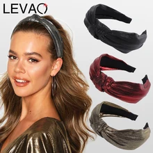 Levao металлические шелковые повязки с узлом блестящие полосатые повязки на голову новые ободки для волос Обручи для женщин аксессуары для волос