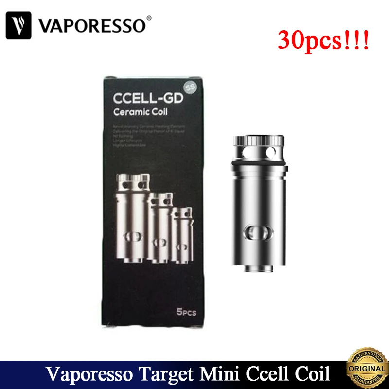 

30pcs/lot Original Vaporesso CCELL GD Ceramic Coil 0.5ohm E Cigarette Target Mini Ccell Coil Fit Guardian Tank Vaporizer Vape