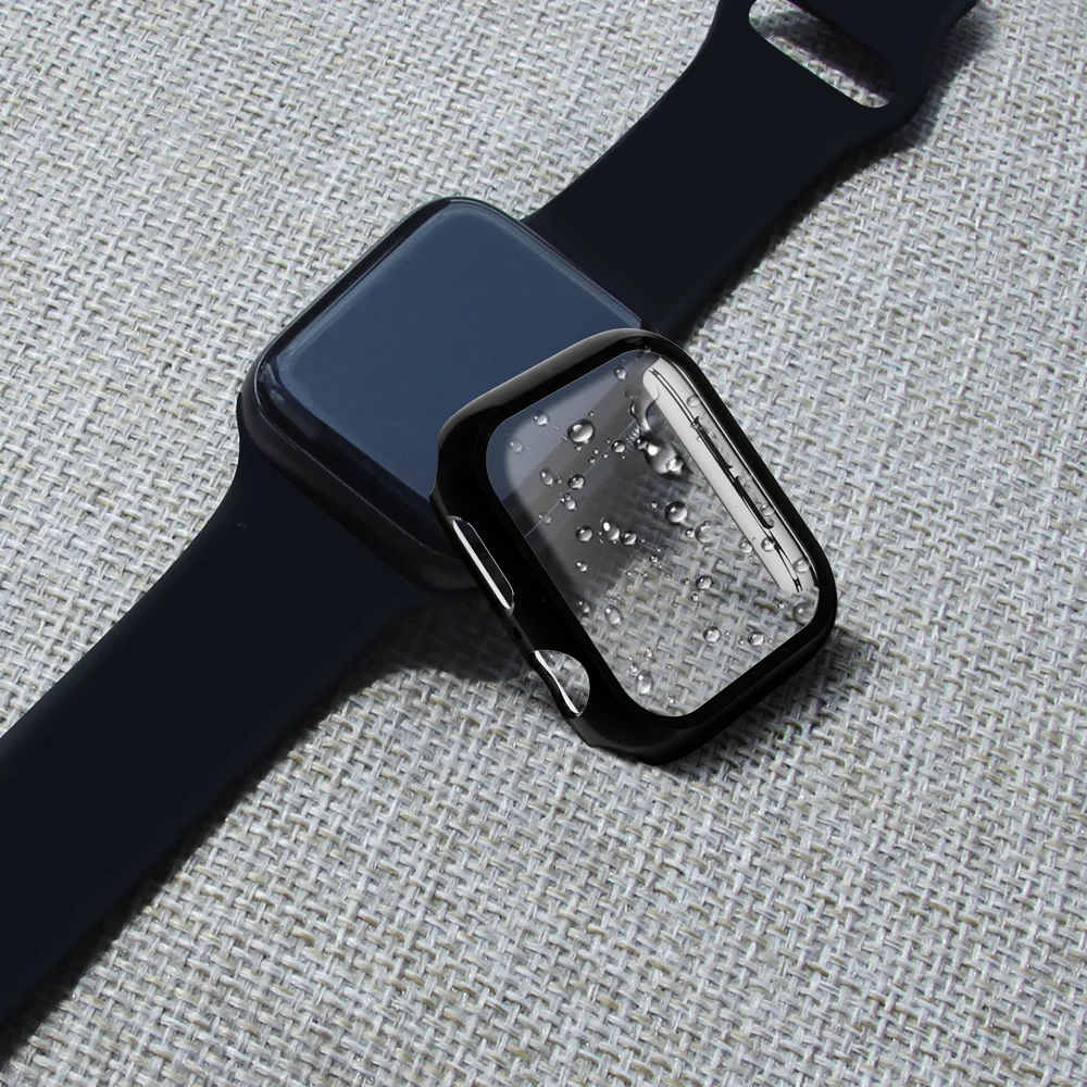

3D Full Layer Steel Film Protector for Apple Watch 4 3 2 1 40mm 44mm 38mm 42mm 3D Tempered Glass PC metal Pumper Protective Case