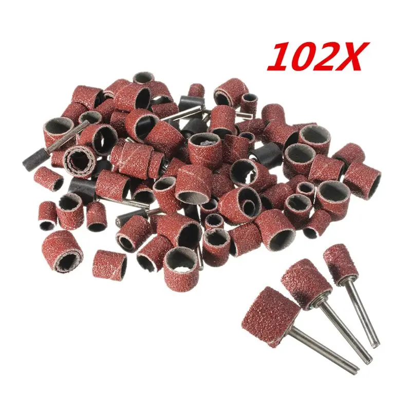 

102pcs 120 Grit Sanding Drum Kit With 1/2 3/8 1/4 Inch Sanding Mandrels Fit Tool