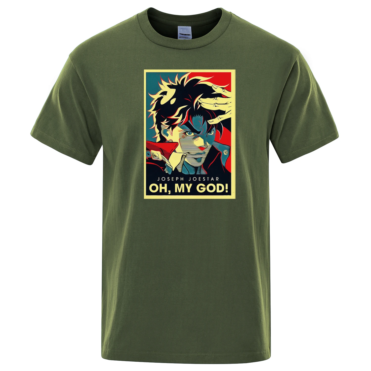 Joestar Joseph OH MY GOD/мужская футболка с надписью Jojo Необычные Приключения винтажные футболки мужские летние хлопковые уличные мужские футболки - Цвет: army green 6