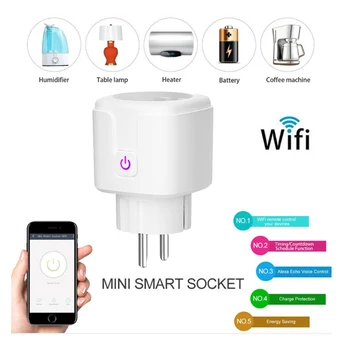 

EU Smart Wifi Power Plug with Power Monitor Smart Home Wifi Wireless Socket Outlet Works with Alexa Google Home Tuya App