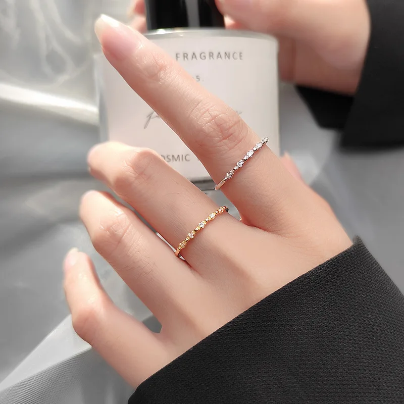

MloveAcc Wedding Open Ring for Women Fashion Zircon Simple Ring 925 Sterling Silver Eternity Rings Jewelry Women Gift Accessorie