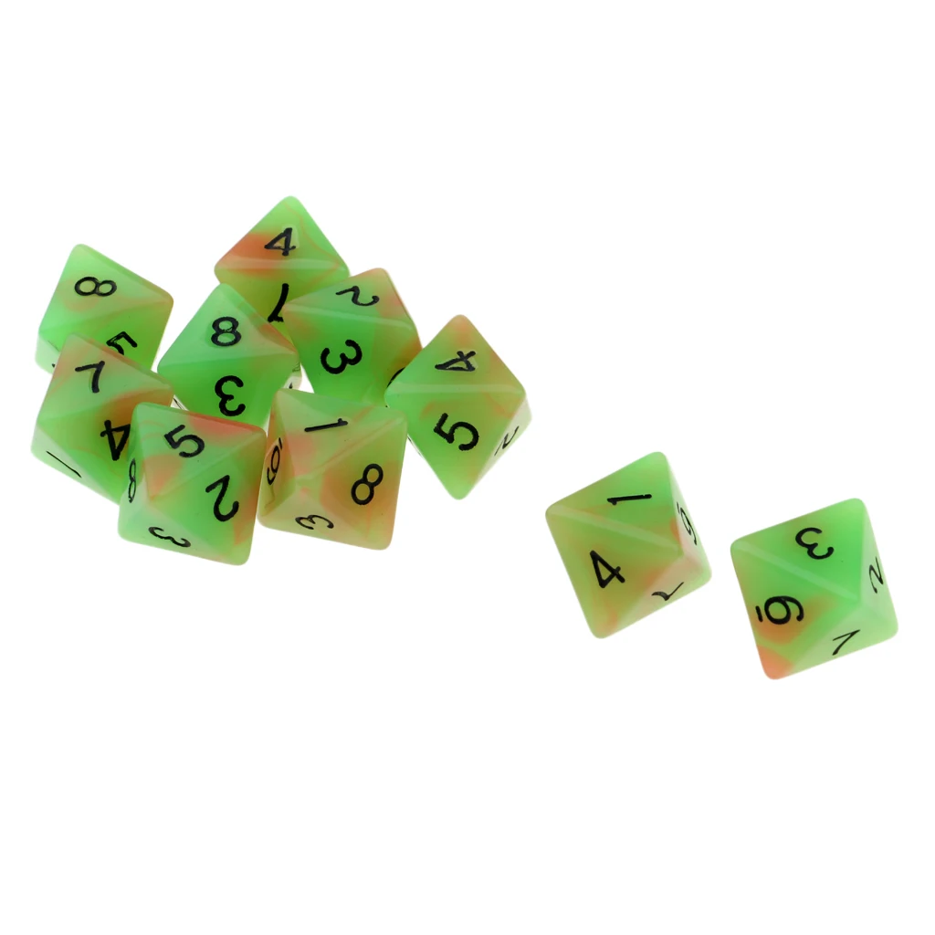 10pcs 8-Sided Dice Set Bright Colors 18 mm for Games Casino Gifts Teaching Dice Set 8 Sided Board Dices 