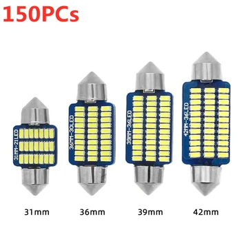 

150PCs Bright Canbus 3014 21/30/36 SMD LED Light C5W Car Dome Reading License Auto Plate Lights Interior Lighting 12V Bulb