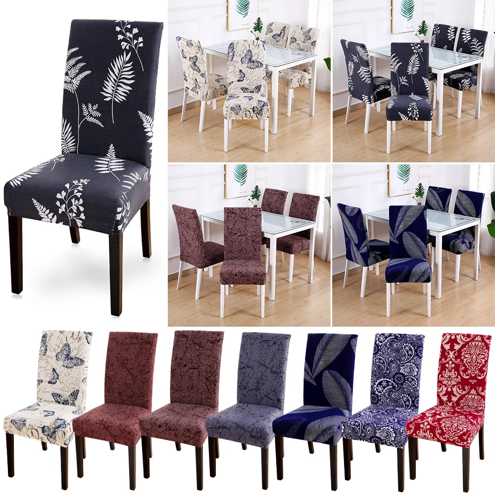 1/2/4/6Pcs Printing Stretch Chair Cover Spandex Slipcovers Elastic Seat Chair Covers For Restaurant Banquet Hotel Dining Room
