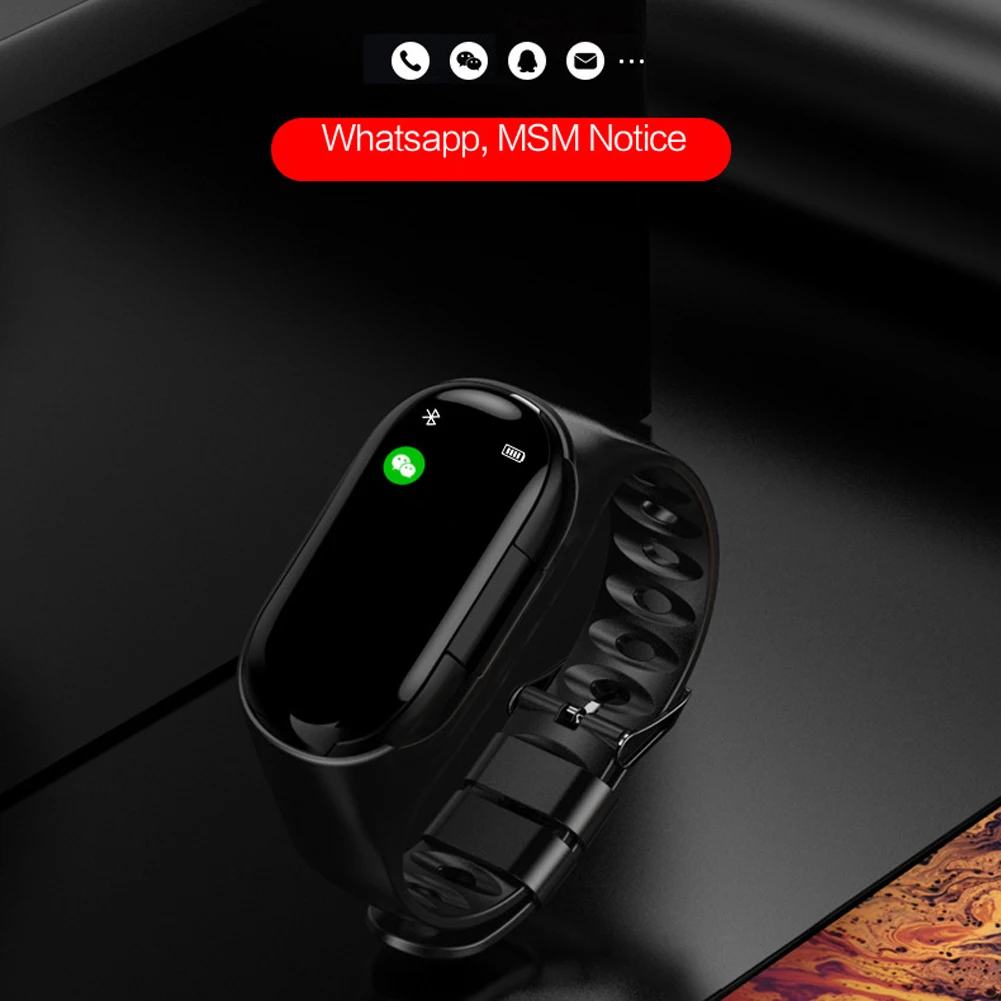 2 в 1, M1 TWS, беспроводные Bluetooth 5,0, наушники, Смарт-часы, трекер здоровья, шагомер, фитнес-браслет, умный Браслет для спорта