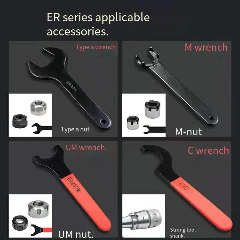 A/M/UM Type ER Collet Chuck ER8A/ER11A/ER16A/ER20A/ER25UM/ER32UM/ER40UM Nut Wrench CNC Milling Tool Lathe Tools ER Spanner