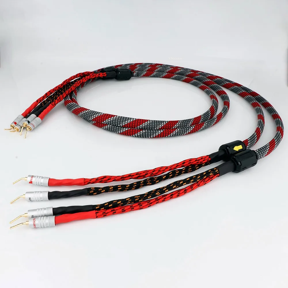2PCS/ Pair oxygen-free copper OFC Electric Speaker Cable HIFI Audiophile Pin To Banana Plug LoudSpeaker Wire | Электроника