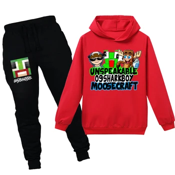 

red Boys Girls autumn suit UNSPEAKABLE Cartoon Clothes Sweatshirts Long Sleeve+trousers Christmas Shirt Game Creeper jojo siwa