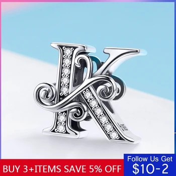

CodeMonkey 100% 925 Sterling Silver Name Letter Alphabet K Charm Bead Fit Original Bracelets Pendant Jewelry Gift C030-k