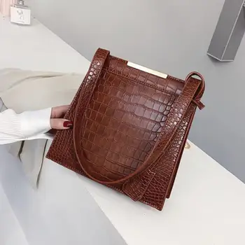 

Vintage Square Tote bag 2020 Fashion New High quality Leather Women's Designer Handbag Crocodile pattern Portable Shoulder Bag