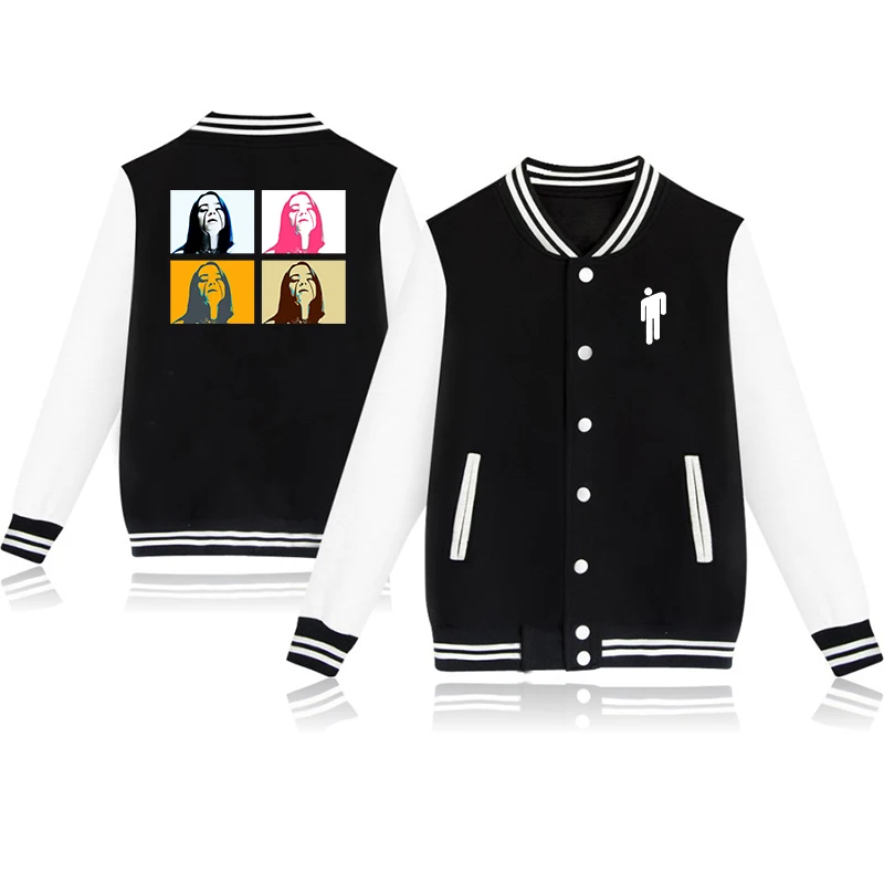 Fashion Billie Eilish Prints Kids Jacket Girls Coat Baby Sweatshirts Toddler Boy Baseball Jackets Casual Winter Warm Tracksuit