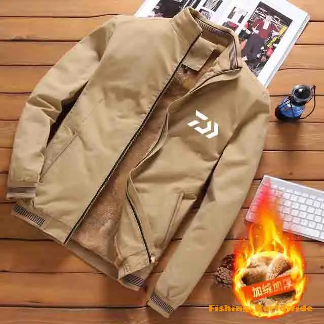 

New Autumn Winter Men DAIWA Fishing Jackets Outdoor Thick Warm Fleece Anti Cold FIshing Clothing Man Plus Size Fishing Coats