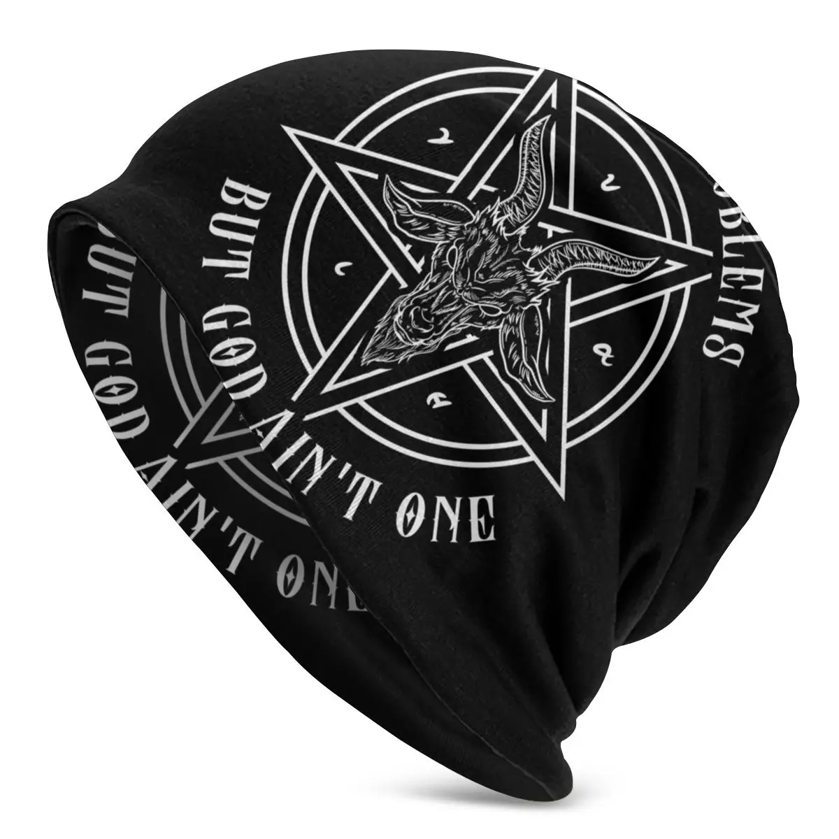 Я получил 666 проблем я раньше Вязаная Шапка-бини с графическим рисунком Удобная