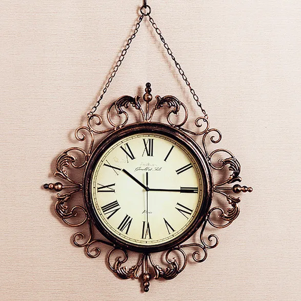 

European-style Wall Clock Metal Large Retro Iron Art Clocks and Quartz Watches American Country Shabby Chic Living Room SC120