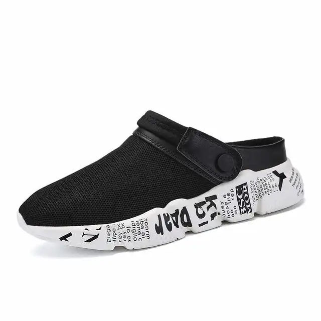 Comfort Men Shoes Casual Big Size Men's Home Slippers Fashion Mesh Soft Summer Sandals Crock Fishing Quick-drying Man Slipper B1 Black 9927