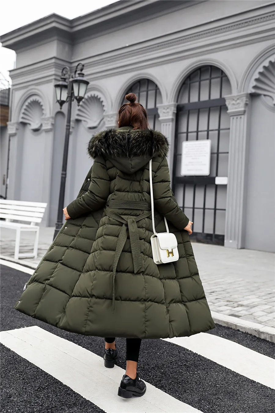lower price  Down Coat women Long Fur Collar Jacket Women Winter with Hooded Down Coat Winter Oversize Doudoune 