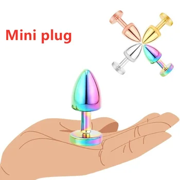Rainbow Rose gold pink silver mini small size round jewerly Crystal Metal anal beads butt plug Jewelry sex toy for female male 2