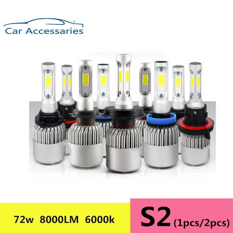 72 Вт 4300 К 6500 8000LM Turbo H1 H8 H4 светодиодные лампы 12V S2 автомобилей головной светильник H3