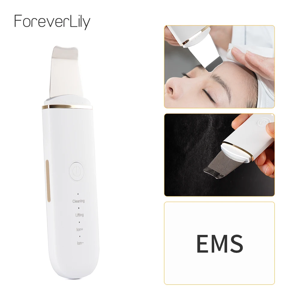 Ultrasonic Facial Skin Scrubber Cleaner EMS Ion Acne Blackhead Remover Peeling Shovel Massager Care | Красота и здоровье